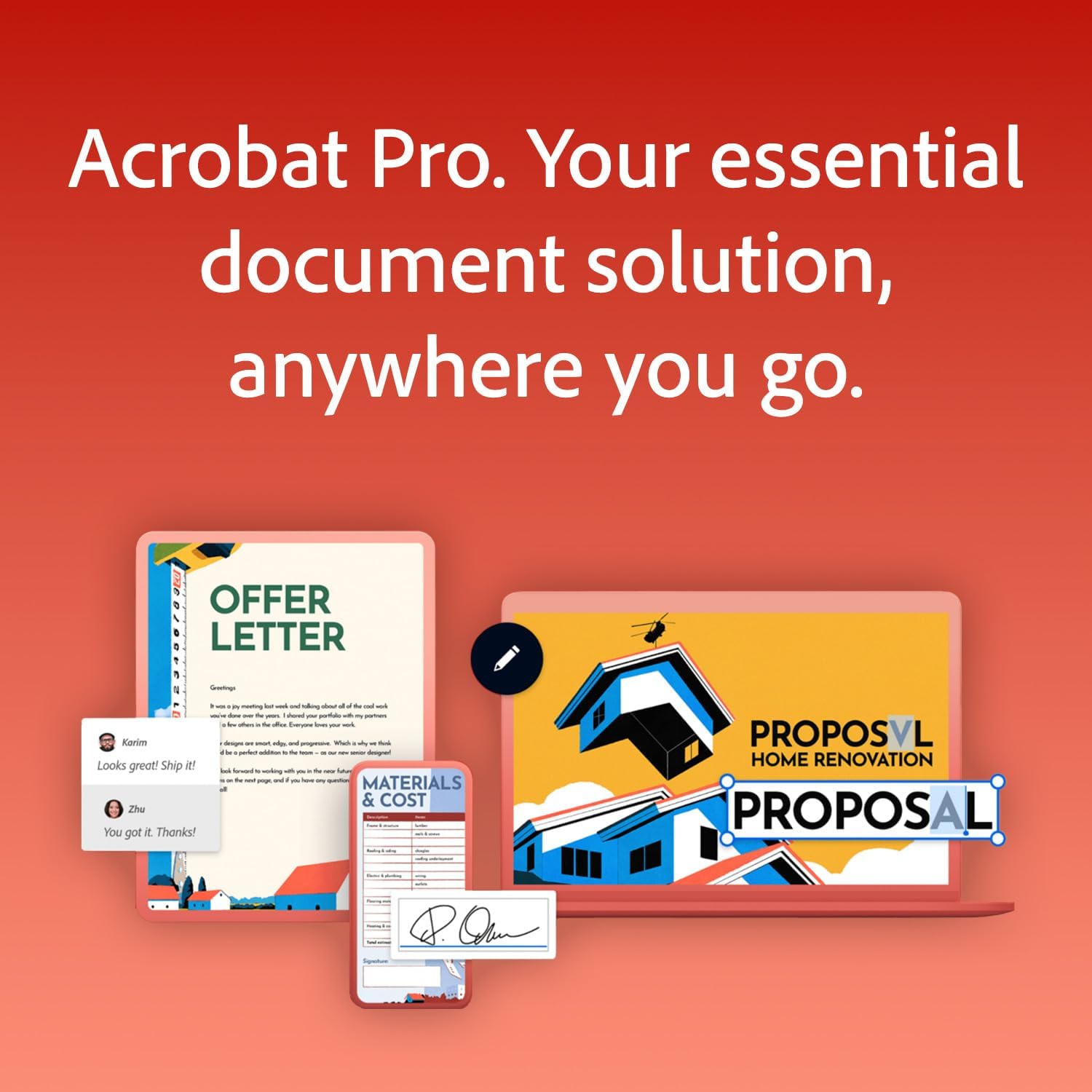 Adobe Acrobat Pro + McAfee Total Protection 5-Device Software Bundle | Create, Edit, E-Sign PDFs | Antivirus Software, Scam Protection, Identity Monitoring | 12-Month Subscription | Digital Download
