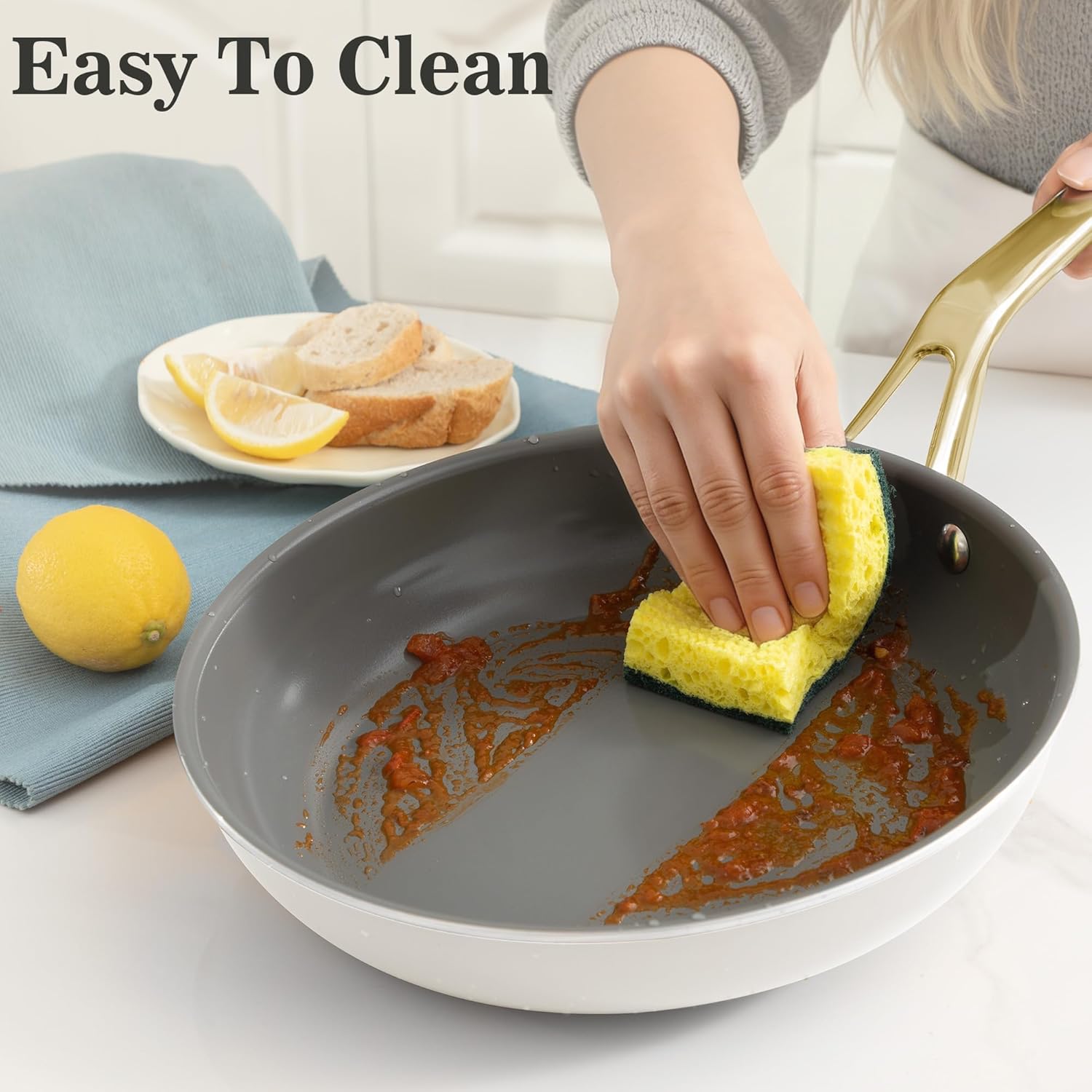 Ceramic Nonstick 10pc Cookware Pots and Pans Set,PFAS & PFOA Free, Dishwasher &Oven Safe, All Stovetop Compatible（electric,gas,induction), Tempered Glass Lids, Stay-Cool Handles for even heat.