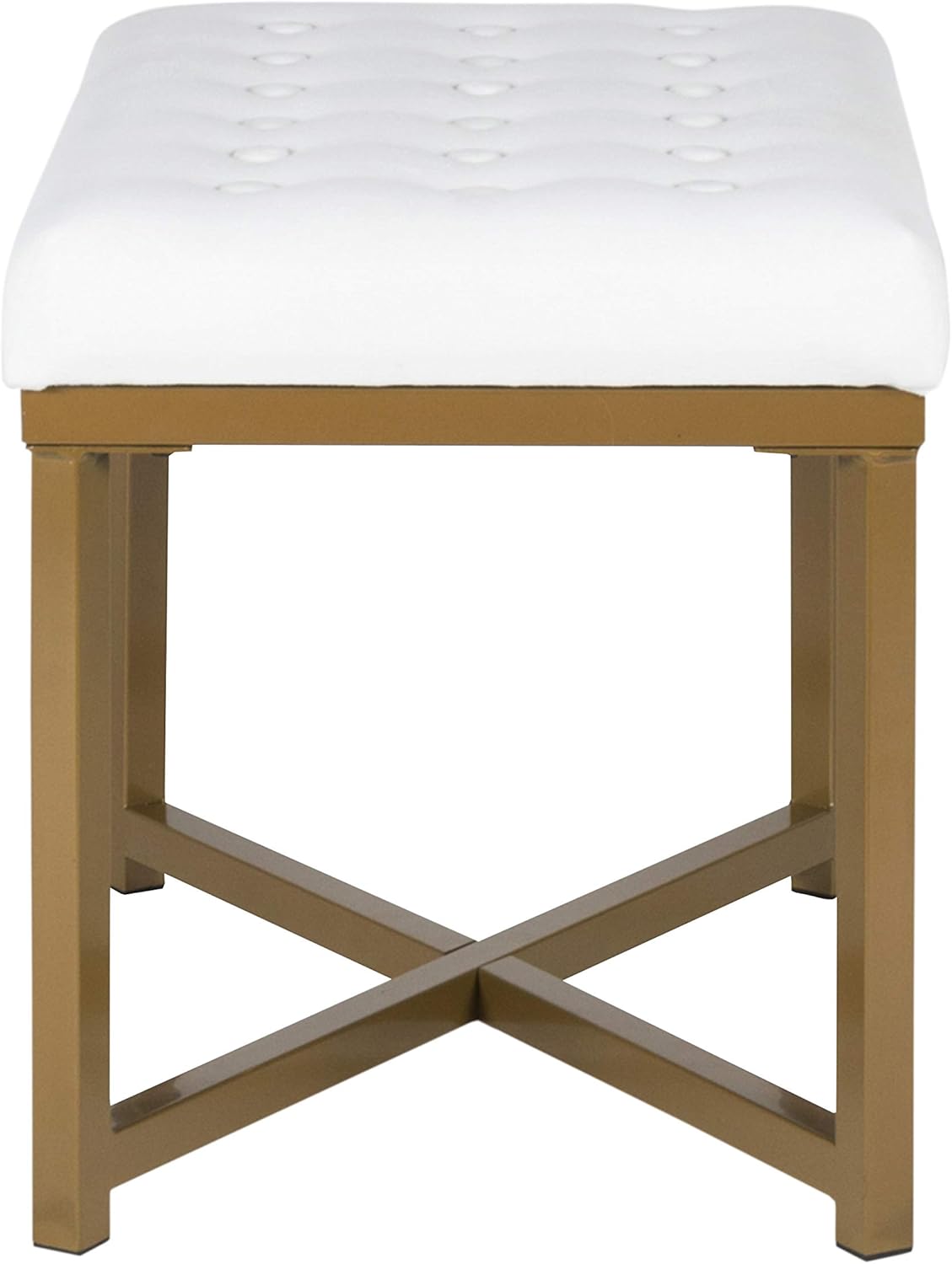 Homepop Home Decor | Upholstered Tufted Velvet Ottoman Bench | Ottoman Bench for Living Room & Bedroom, White