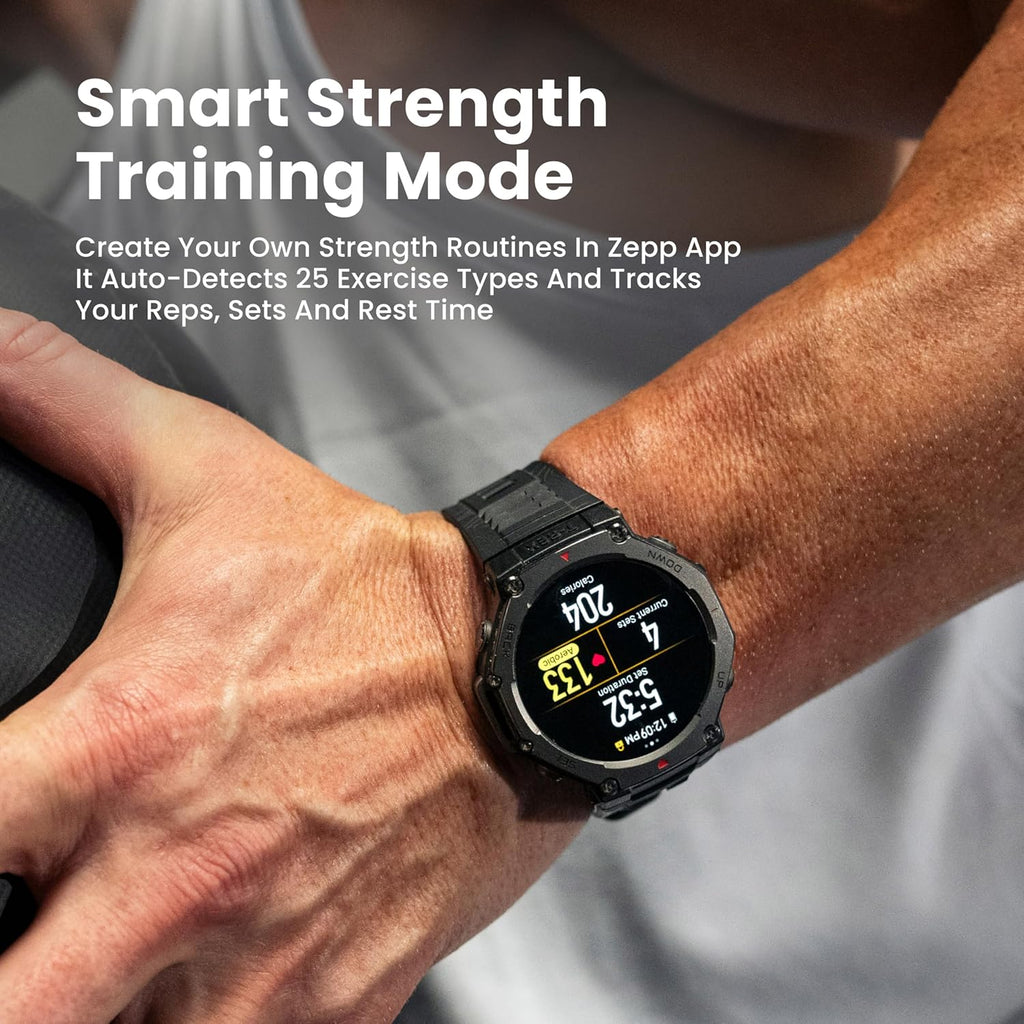 Amazfit T-Rex 3 Rugged Military Smart Watch 48mm, GPS (with Privacy), Offline Maps, Long Battery Life,328 Feet Water-Resistant, 170 Fitness/Sport Modes, AI, Voice Control, for Android or iPhone, Gray