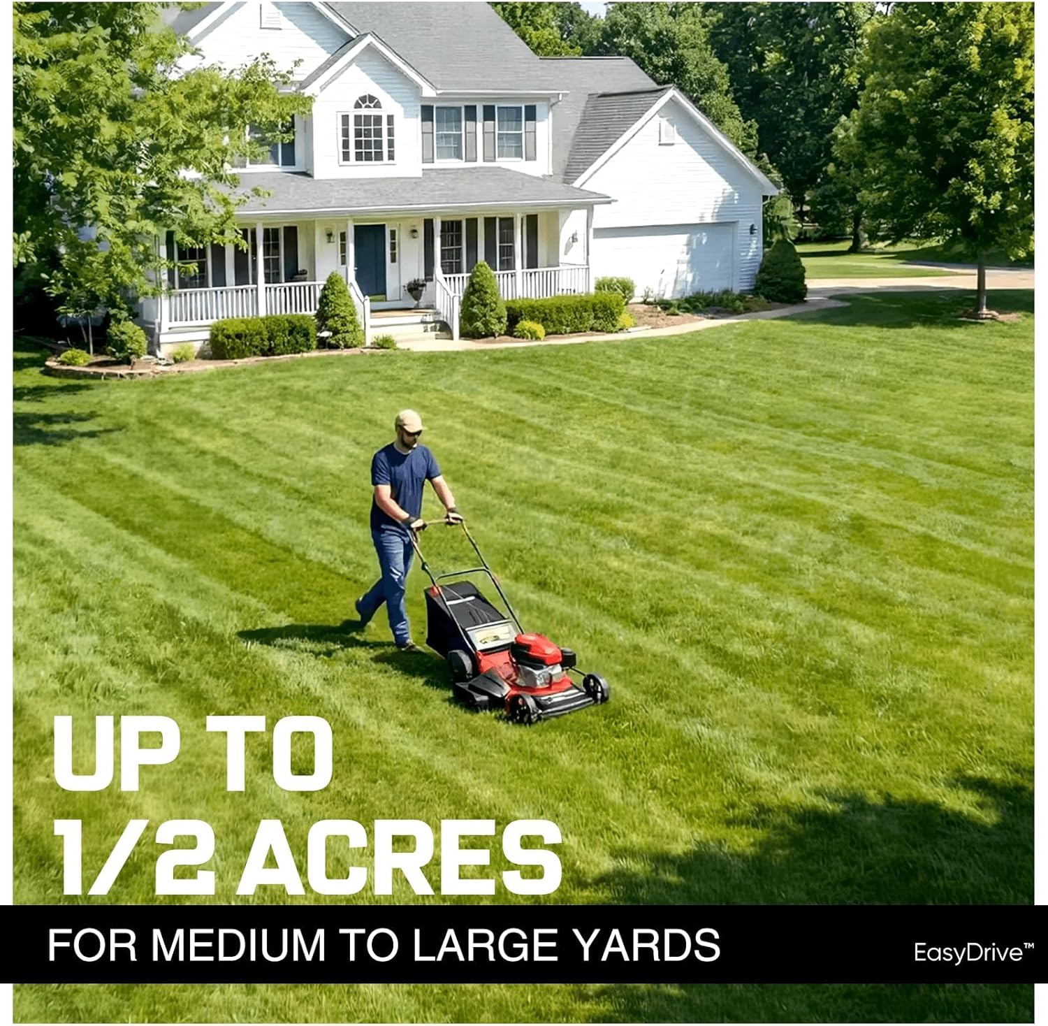 PowerSmart 21-Inch 3-in-1 Gas Self-Propelled Lawn Mower,170CC OHV Engine,Bagging/Mulching/Rear Discharging, 6 Cutting Heights, Durable Steel Deck, Rear-Wheel Drive, for Garden, Yard,