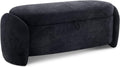 MCombo Linen Upholstered Ottoman with Hidden Storage, Padded Footstool Bench with Soft-Close Lid for Bedroom, Entryway & Living Room Décor, Model W713 (Dark Blue)