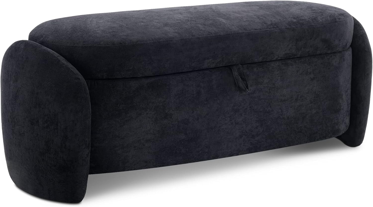 MCombo Linen Upholstered Ottoman with Hidden Storage, Padded Footstool Bench with Soft-Close Lid for Bedroom, Entryway & Living Room Décor, Model W713 (Dark Blue)