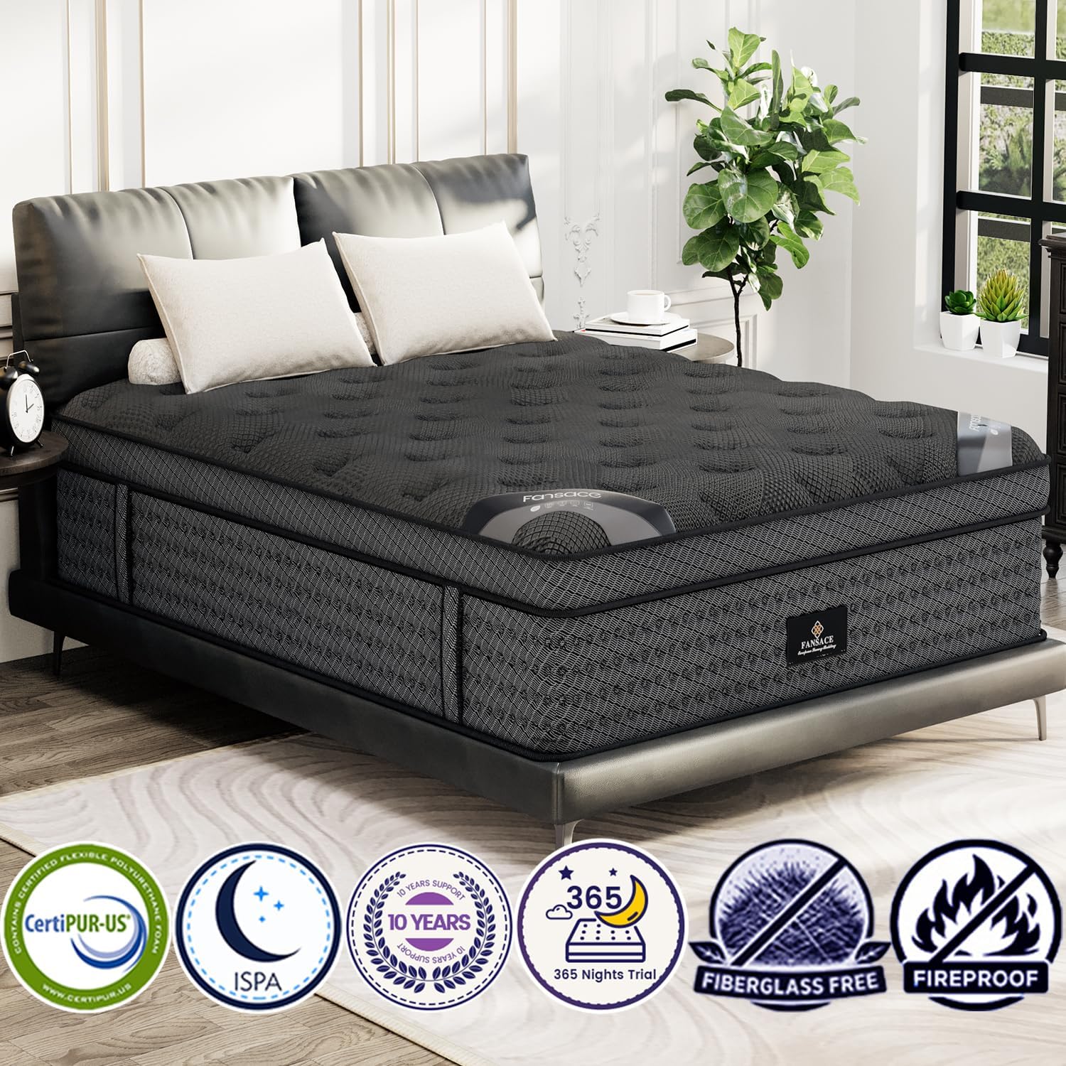 FANSACE Firm King Size Mattress (High-End Upgraded) Hotel-Level Luxury 18 Inch Hybrid King Mattress in A Box, Cooling-Gel Memory Foam & Pocket Springs, Back Pain, Extra Edge Support, 365-Night Trial