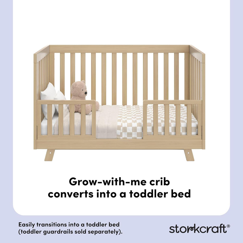 Storkcraft Beckett 3-in-1 Convertible Crib – GREENGUARD Gold Certified, Fits Standard Crib Mattress, Converts to Toddler Bed and Daybed, 4 Mattress Heights, Grow-with-Me Design (Driftwood)