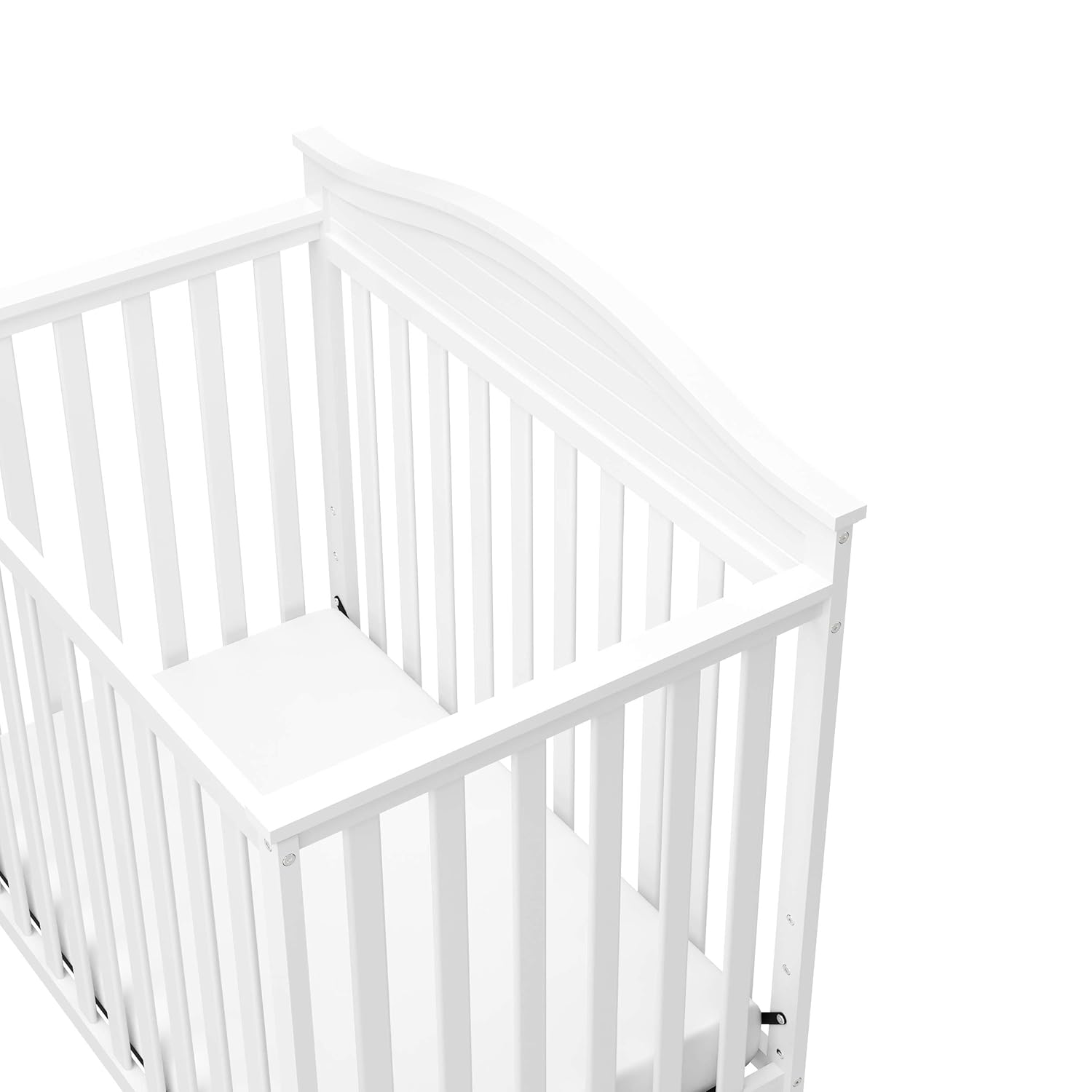 Graco Stella 4-in-1 Convertible Mini Crib with Bonus Mattress – Includes Bonus 2.75 Inch Thick Mattress with Water-Resistant Cover, Converts to Twin Bed, Ideal Crib for Small Spaces (White)