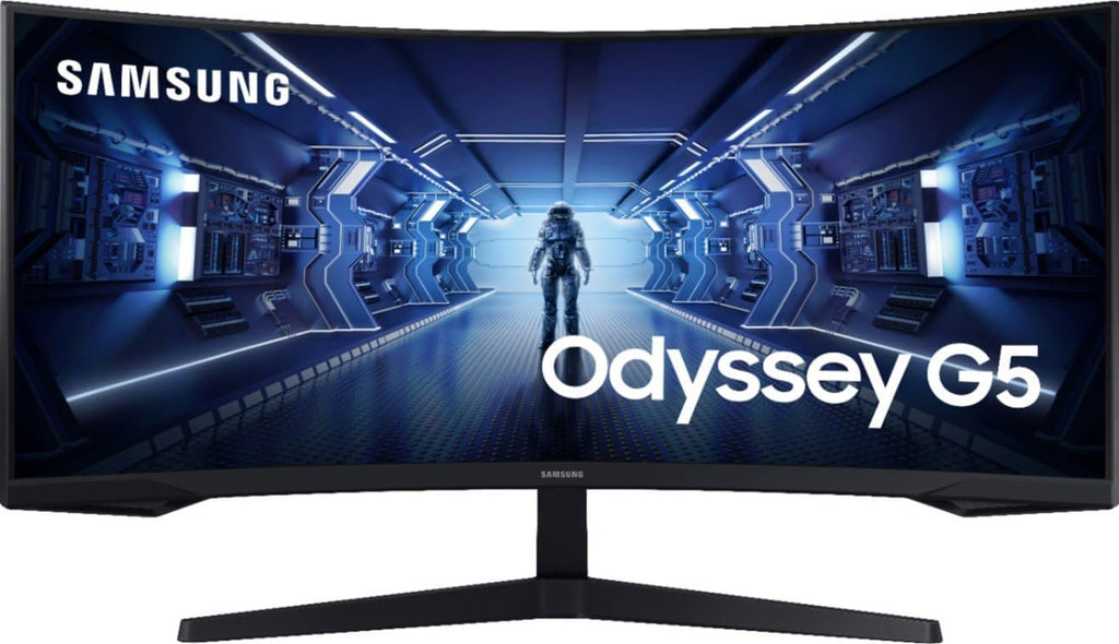 SAMSUNG 34" Odyssey G5 Series Ultra-Wide WQHD Gaming Monitor, 1000R Curved, 165Hz, 1ms Response Time, FreeSync Premium, Black, with MTC HDMI Cable