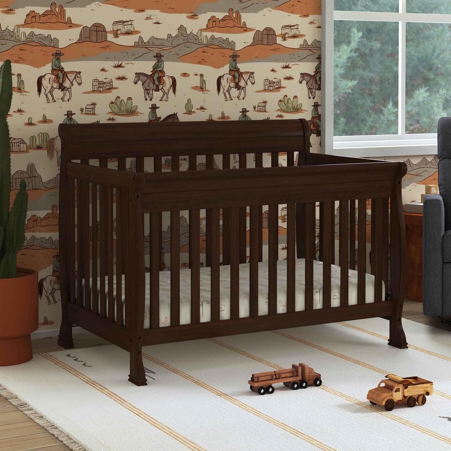 daVinci Kalani 4-in-1 Convertible Baby Crib - Strong, Easy to Assemble GREENGUARD Certified Crib - Convertible to Toddler Bed, Daybed, Full-Size Bed - Four Adjustable Mattress Heights - Espresso