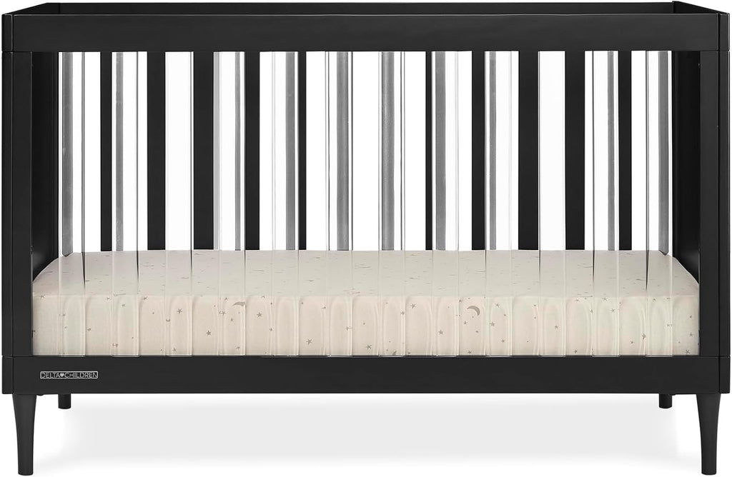 Delta Children Bowie 4-in-1 Convertible Acrylic Crib - Greenguard Gold Certified, Black Ebony